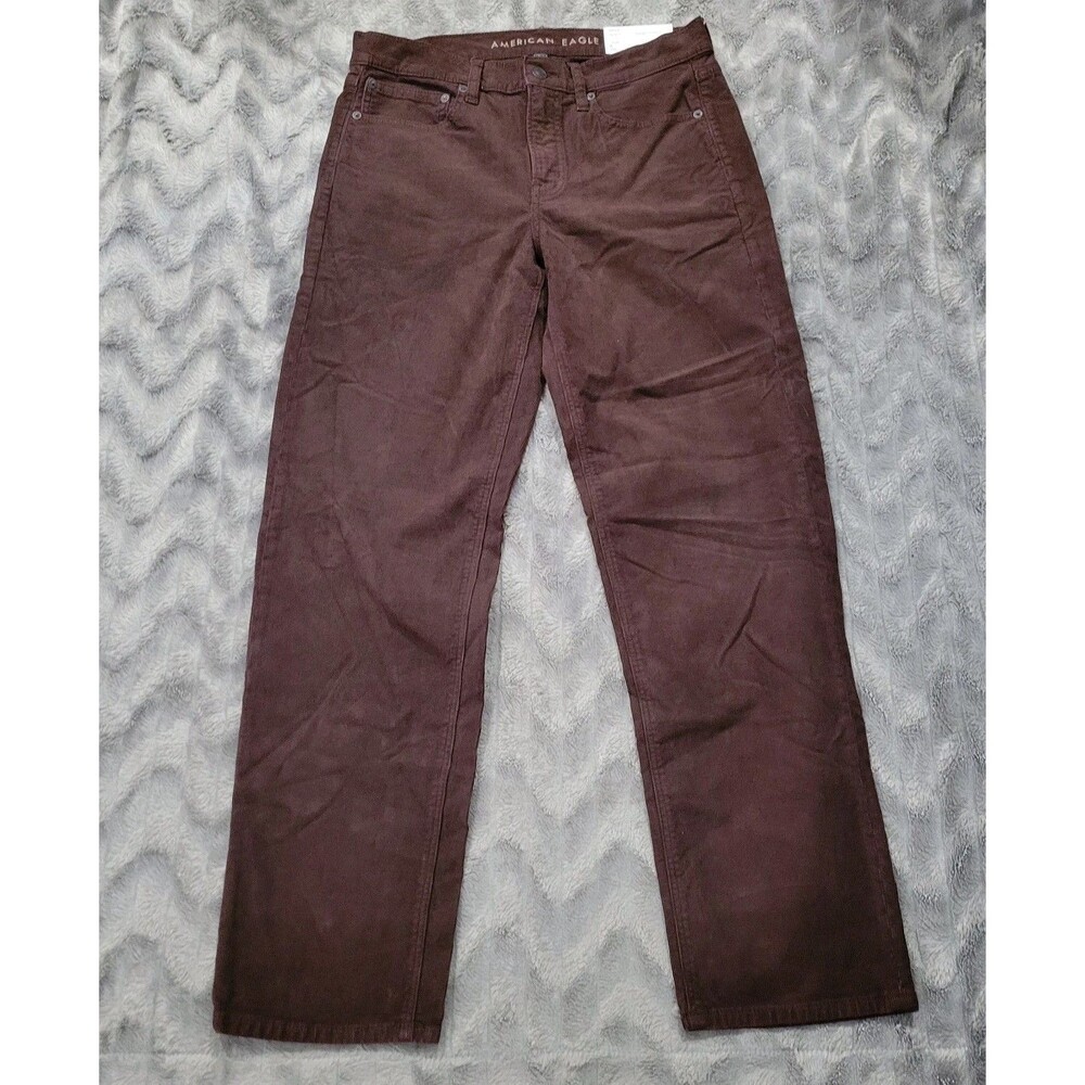 American Eagle Womens Size 6 90's Straight Stretch Brown Red Corduroy Pants NWT